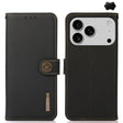 For iPhone 17 Pro KHAZNEH Custer Genuine Leather RFID Phone Case(Black) - free shipping - PMc TechLife - Order now!