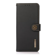 For iPhone 17 Pro KHAZNEH Custer Genuine Leather RFID Phone Case(Black)