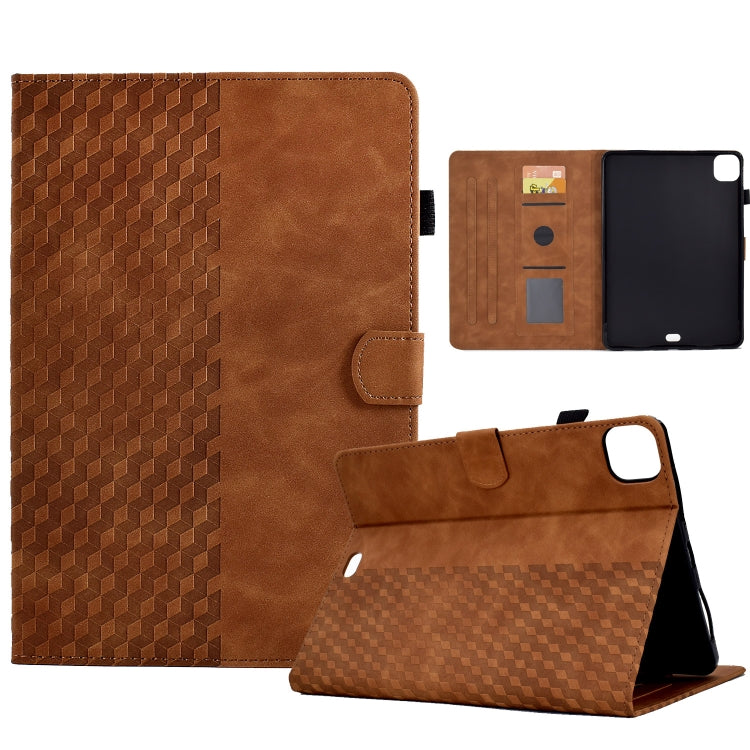 For iPad Pro 11 2024 Rhombus Embossed Leather Tablet Case(Brown) - iPad Pro 11 2024 Cases by PMC TechLife | Online Shopping South Africa | PMC TechLife | Buy Now Pay Later Mobicred