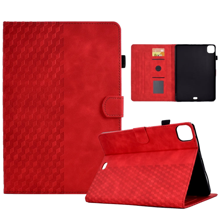 For iPad Pro 11 2024 Rhombus Embossed Leather Tablet Case(Red) - iPad Pro 11 2024 Cases by PMC TechLife | Online Shopping South Africa | PMC TechLife | Buy Now Pay Later Mobicred