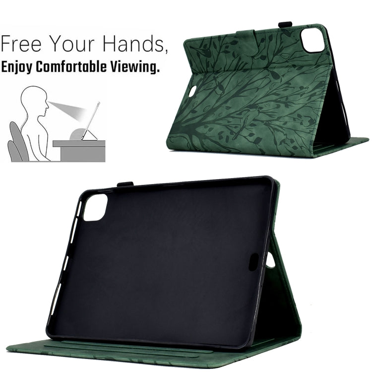 For iPad Pro 11 2024 Fortune Tree Embossed Leather Smart Tablet Case(Green) - iPad Pro 11 2024 Cases by PMC TechLife | Online Shopping South Africa | PMC TechLife | Buy Now Pay Later Mobicred