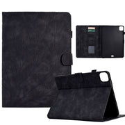 For iPad Pro 11 2024 Fortune Tree Embossed Leather Smart Tablet Case(Black)