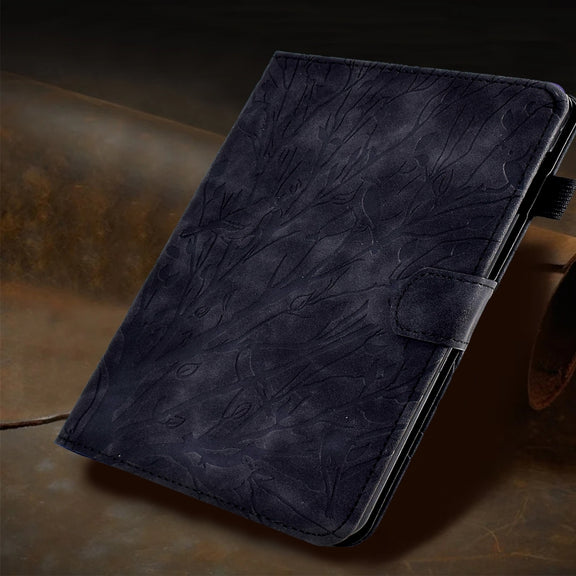 For iPad Pro 11 2024 Fortune Tree Embossed Leather Smart Tablet Case(Black)