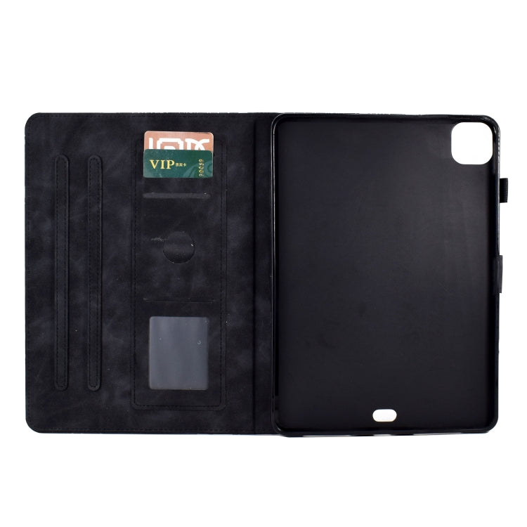 For iPad Pro 11 2024 Fortune Tree Embossed Leather Smart Tablet Case(Black)