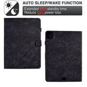For iPad Pro 11 2024 Fortune Tree Embossed Leather Smart Tablet Case(Black)