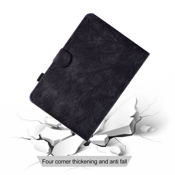 For iPad Pro 11 2024 Fortune Tree Embossed Leather Smart Tablet Case(Black)