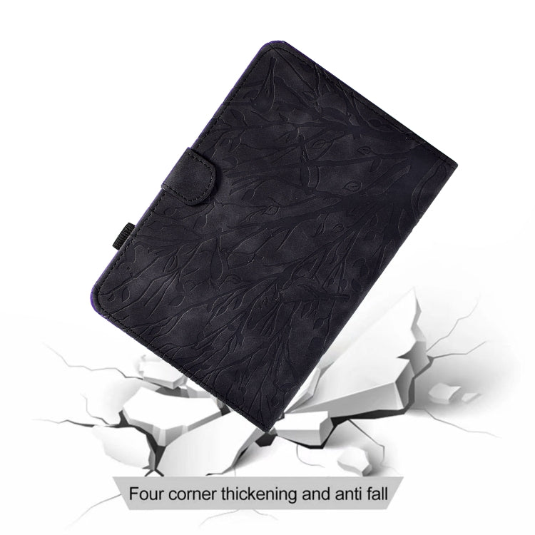 For iPad Pro 11 2024 Fortune Tree Embossed Leather Smart Tablet Case(Black)
