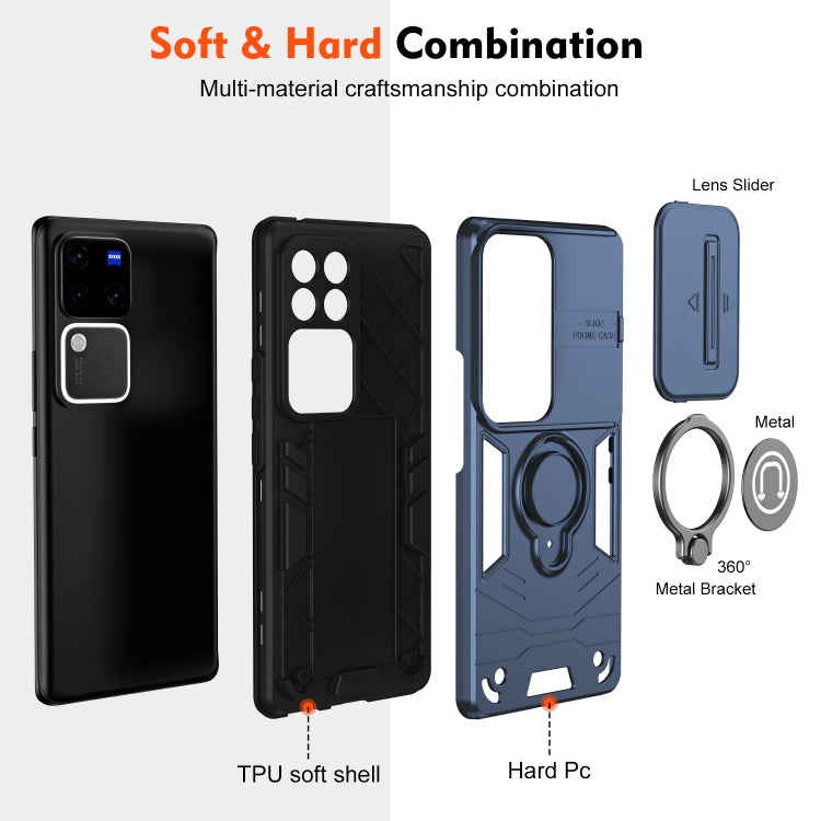 For vivo V30 / V30 Pro Camshield Ring Holder Phone Case(Royal Blue) - vivo Cases by PMC TechLife | Online Shopping South Africa | PMC TechLife | Buy Now Pay Later Mobicred