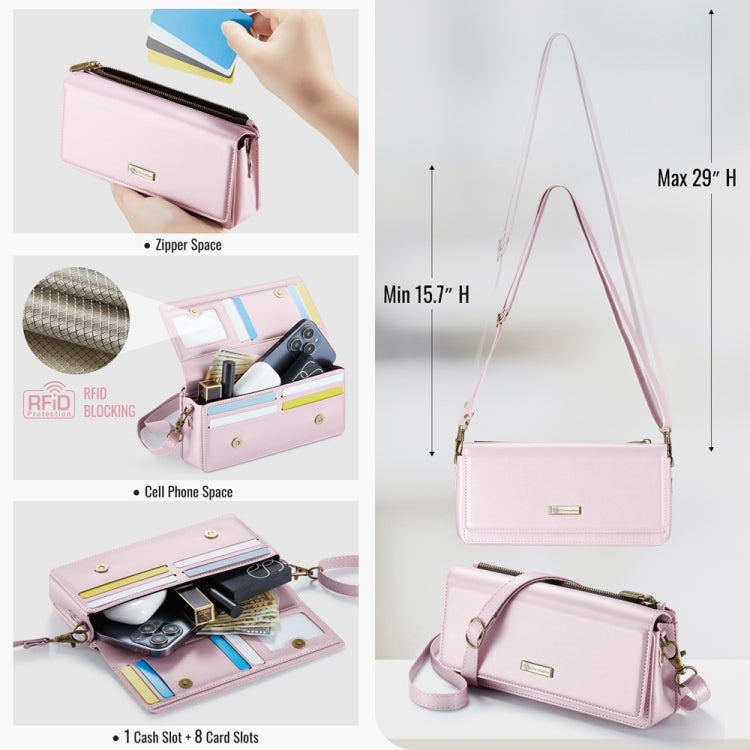 CaseMe ME30 Max Multifunctional Large-Capacity Shoulder Crossbody Phone Bag(Pink)