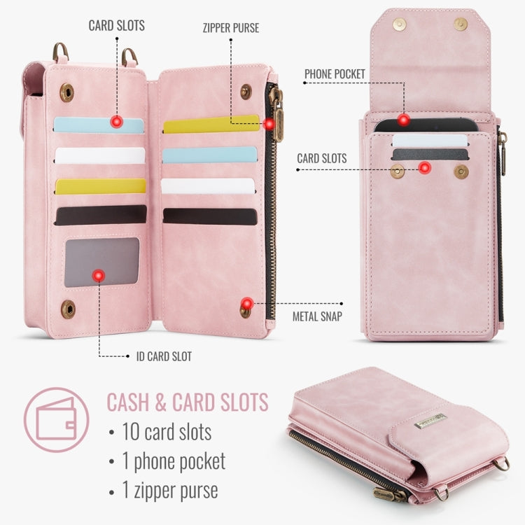CaseMe Me40 Vertical Multifunctional Shoulder Crossbody Phone Bag(Pink)