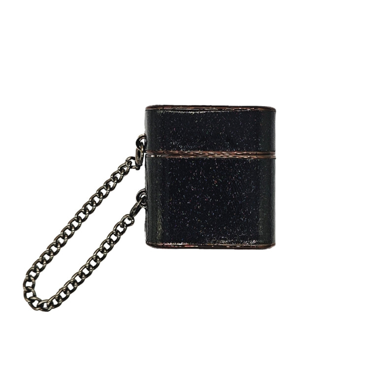 For AirPods 2 / 1 Cylindrical Glitter Leather Texture Bluetooth Earphone Protective Case(Black) - For AirPods 1/2 by PMC Jewellery | Online Shopping South Africa | PMC Jewellery | Buy Now Pay Later Mobicred