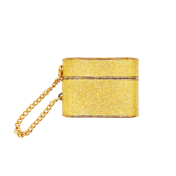 For AirPods Pro Cylindrical Glitter Leather Texture Bluetooth Earphone Protective Case(Gold)