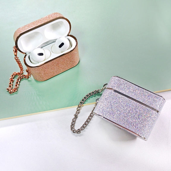 For AirPods Pro Cylindrical Glitter Leather Texture Bluetooth Earphone Protective Case(Gold)