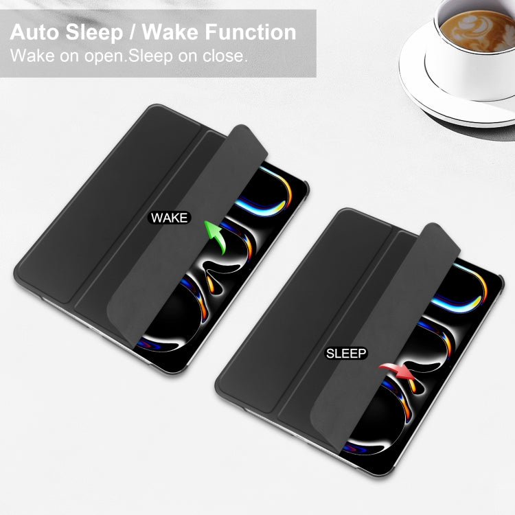 For iPad Pro 11 2024 3-fold Semi-transparent Frosted Smart Leather Tablet Case(Black) - iPad Pro 11 2024 Cases by PMC TechLife | Online Shopping South Africa | PMC TechLife | Buy Now Pay Later Mobicred