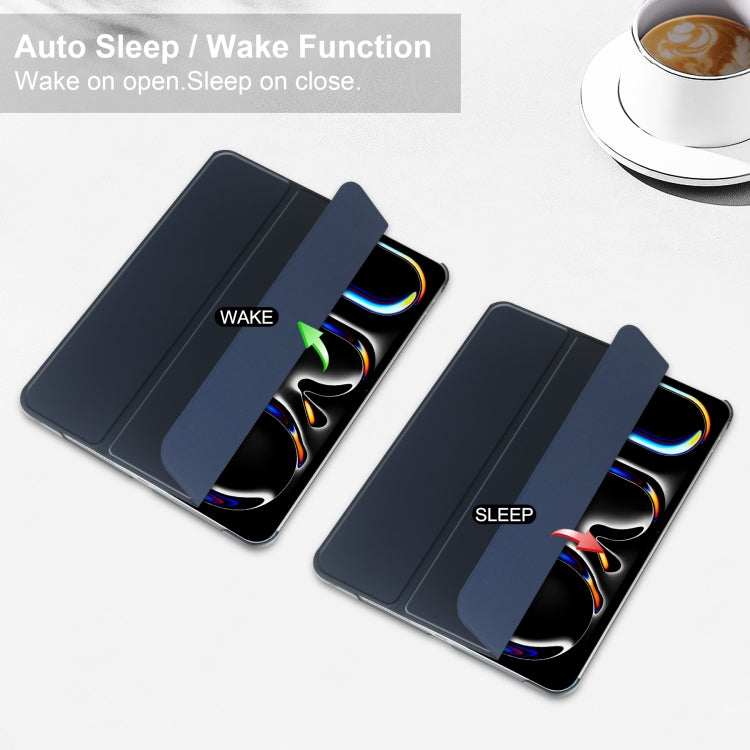 For iPad Pro 11 2024 3-fold Semi-transparent Frosted Smart Leather Tablet Case(Dark Blue) - iPad Pro 11 2024 Cases by PMC TechLife | Online Shopping South Africa | PMC TechLife | Buy Now Pay Later Mobicred