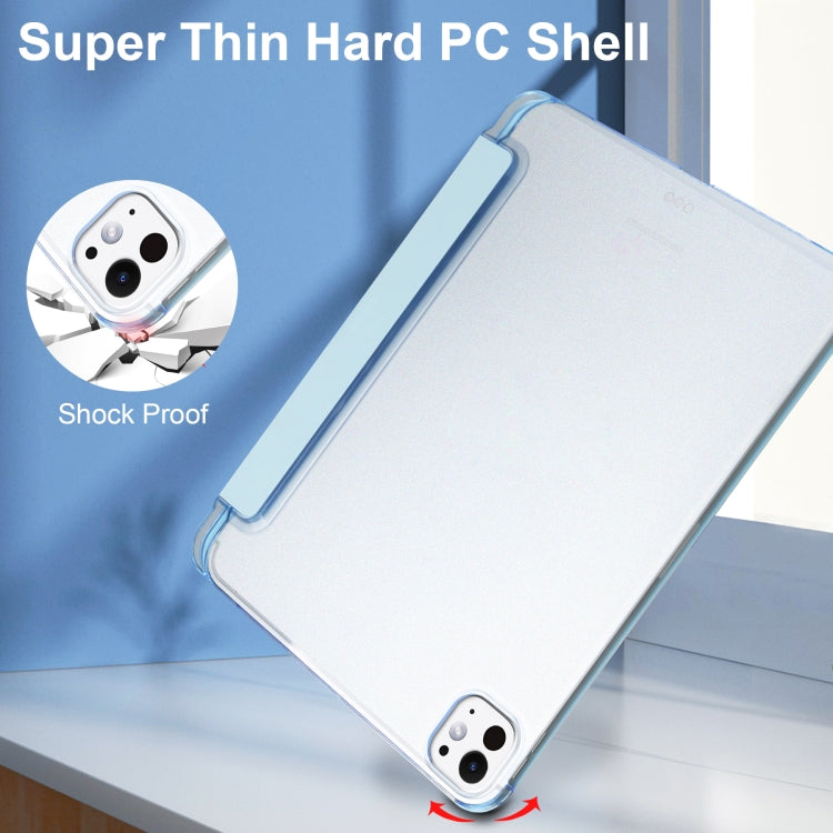 For iPad Pro 11 2024 3-fold Semi-transparent Frosted Smart Leather Tablet Case(Sky Blue) - iPad Pro 11 2024 Cases by PMC TechLife | Online Shopping South Africa | PMC TechLife | Buy Now Pay Later Mobicred