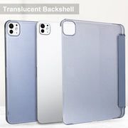 For iPad Pro 13 2024 3-fold Semi-transparent Frosted Smart Leather Tablet Case(Lavender Purple)