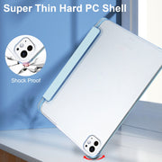 For iPad Pro 13 2024 3-fold Semi-transparent Frosted Smart Leather Tablet Case(Sky Blue)
