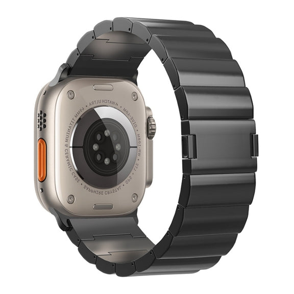 For Apple Watch Series 10 42mm One-Bead Magnetic Buckle Titanium Metal Watch Band(Black)