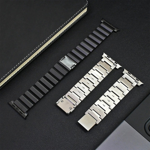 For Apple Watch Series 4 44mm One-Bead Magnetic Buckle Titanium Metal Watch Band(Silver)