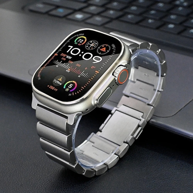 For Apple Watch Series 9 45mm One-Bead Magnetic Buckle Titanium Metal Watch Band(Silver) - free shipping - PMC TechLife - Order now!