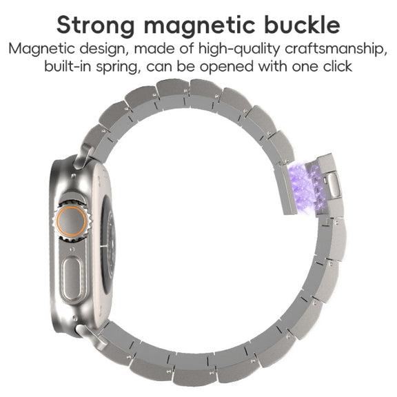 For Apple Watch Series 10 46mm One-Bead Magnetic Buckle Titanium Metal Watch Band(Black)