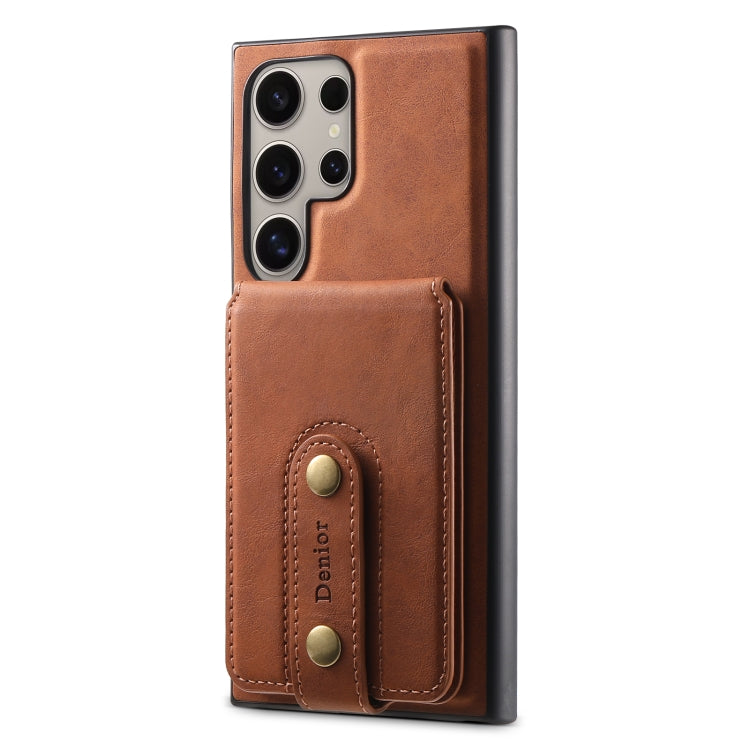 For Samsung Galaxy S24 Ultra 5G Denior D14 NK Retro Pattern MagSafe Magnetic Card Holder Leather Phone Case(Brown)