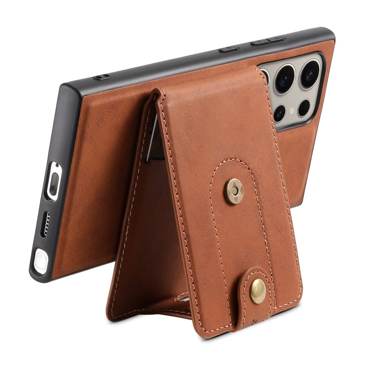 For Samsung Galaxy S24 Ultra 5G Denior D14 NK Retro Pattern MagSafe Magnetic Card Holder Leather Phone Case(Brown)