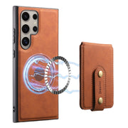 For Samsung Galaxy S24 Ultra 5G Denior D14 NK Retro Pattern MagSafe Magnetic Card Holder Leather Phone Case(Brown)