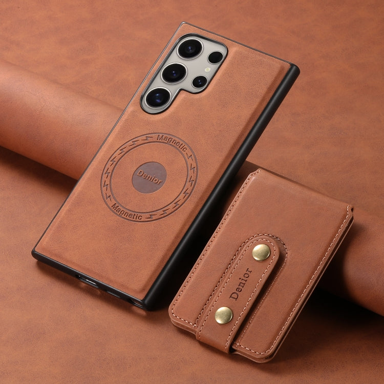 For Samsung Galaxy S24 Ultra 5G Denior D14 NK Retro Pattern MagSafe Magnetic Card Holder Leather Phone Case(Brown)