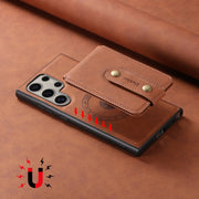 For Samsung Galaxy S24 Ultra 5G Denior D14 NK Retro Pattern MagSafe Magnetic Card Holder Leather Phone Case(Brown)
