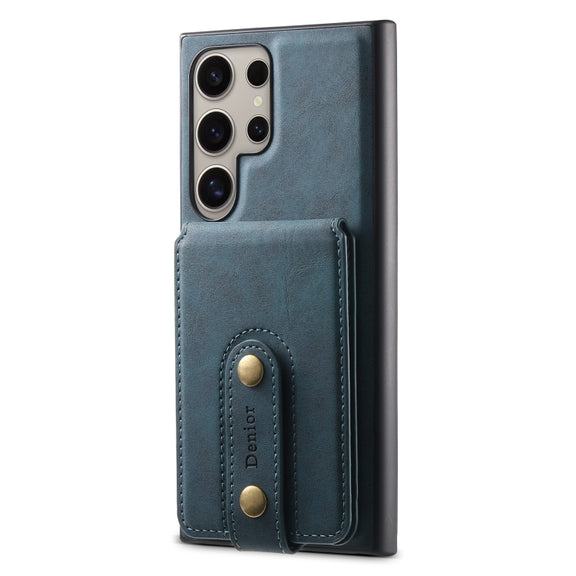 For Samsung Galaxy S24 Ultra 5G Denior D14 NK Retro Pattern MagSafe Magnetic Card Holder Leather Phone Case(Blue)