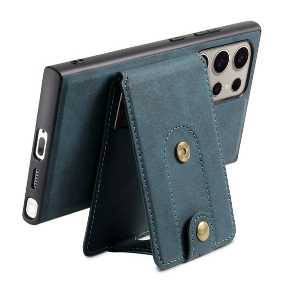 For Samsung Galaxy S24 Ultra 5G Denior D14 NK Retro Pattern MagSafe Magnetic Card Holder Leather Phone Case(Blue)