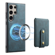 For Samsung Galaxy S24 Ultra 5G Denior D14 NK Retro Pattern MagSafe Magnetic Card Holder Leather Phone Case(Blue)