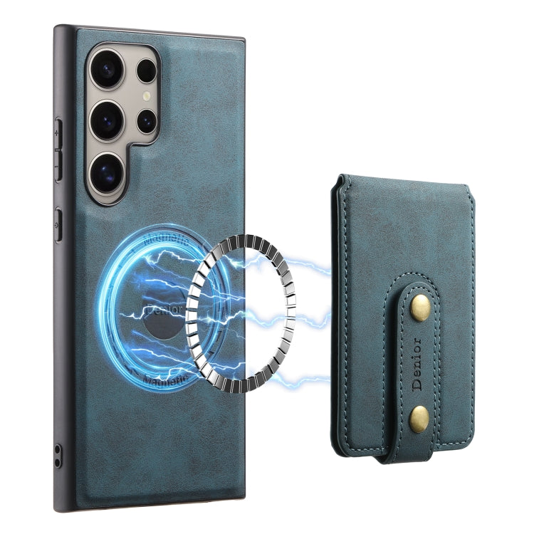For Samsung Galaxy S24 Ultra 5G Denior D14 NK Retro Pattern MagSafe Magnetic Card Holder Leather Phone Case(Blue)