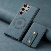 For Samsung Galaxy S24 Ultra 5G Denior D14 NK Retro Pattern MagSafe Magnetic Card Holder Leather Phone Case(Blue)