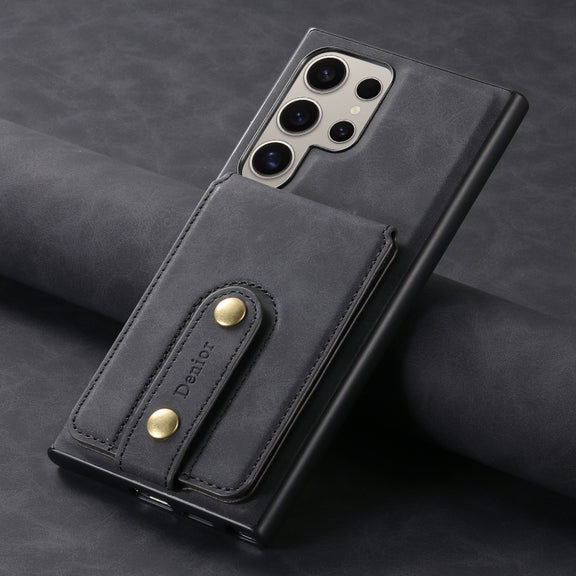 For Samsung Galaxy S24 Ultra 5G Denior D14 NK Retro Pattern MagSafe Magnetic Card Holder Leather Phone Case(Black)