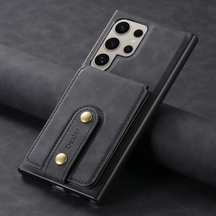 For Samsung Galaxy S24 Ultra 5G Denior D14 NK Retro Pattern MagSafe Magnetic Card Holder Leather Phone Case(Black)