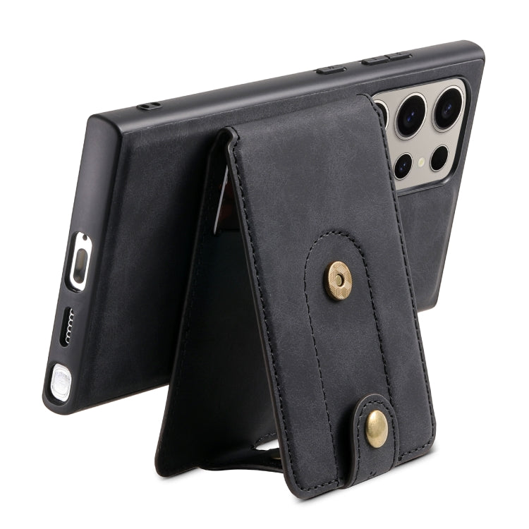 For Samsung Galaxy S24 Ultra 5G Denior D14 NK Retro Pattern MagSafe Magnetic Card Holder Leather Phone Case(Black)
