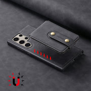 For Samsung Galaxy S24 Ultra 5G Denior D14 NK Retro Pattern MagSafe Magnetic Card Holder Leather Phone Case(Black)