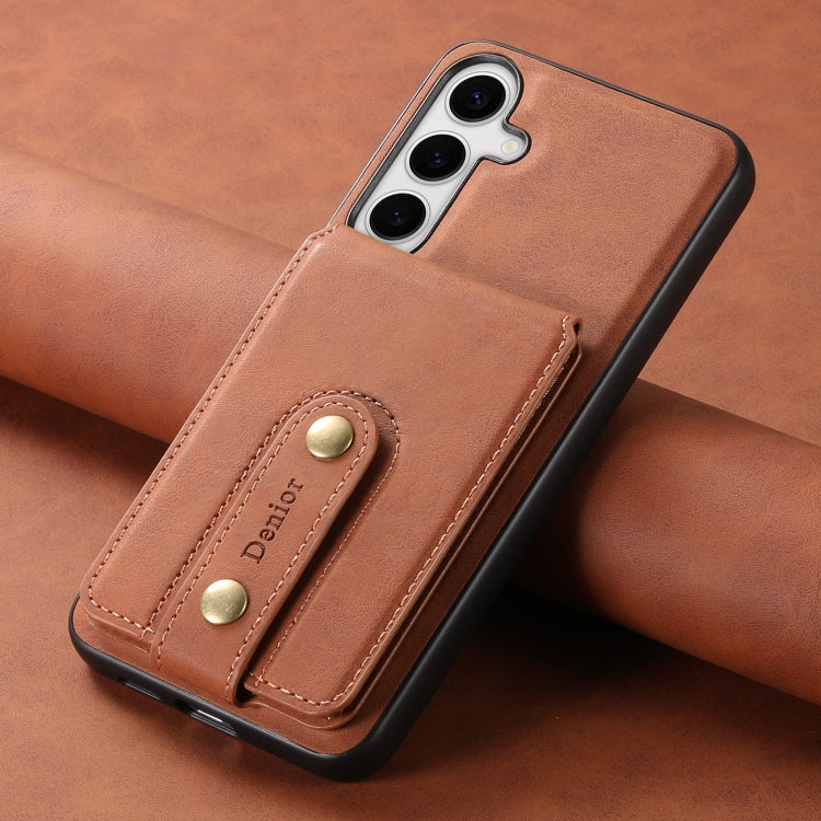 For Samsung Galaxy S24+ 5G Denior D14 NK Retro Pattern MagSafe Magnetic Card Holder Leather Phone Case(Brown)