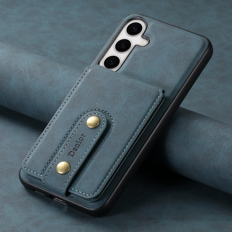 For Samsung Galaxy S24+ 5G Denior D14 NK Retro Pattern MagSafe Magnetic Card Holder Leather Phone Case(Blue)