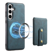 For Samsung Galaxy S24+ 5G Denior D14 NK Retro Pattern MagSafe Magnetic Card Holder Leather Phone Case(Blue)