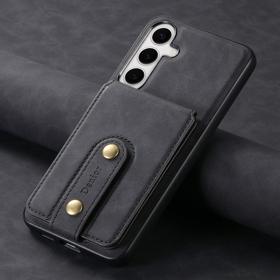 For Samsung Galaxy S24+ 5G Denior D14 NK Retro Pattern MagSafe Magnetic Card Holder Leather Phone Case(Black)