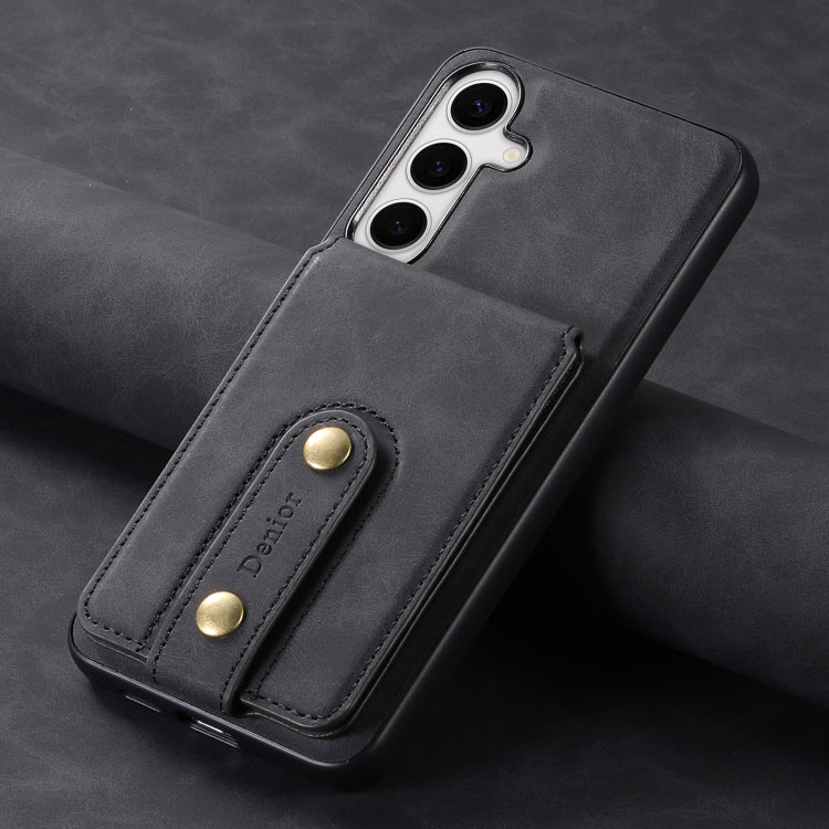 For Samsung Galaxy S24+ 5G Denior D14 NK Retro Pattern MagSafe Magnetic Card Holder Leather Phone Case(Black)