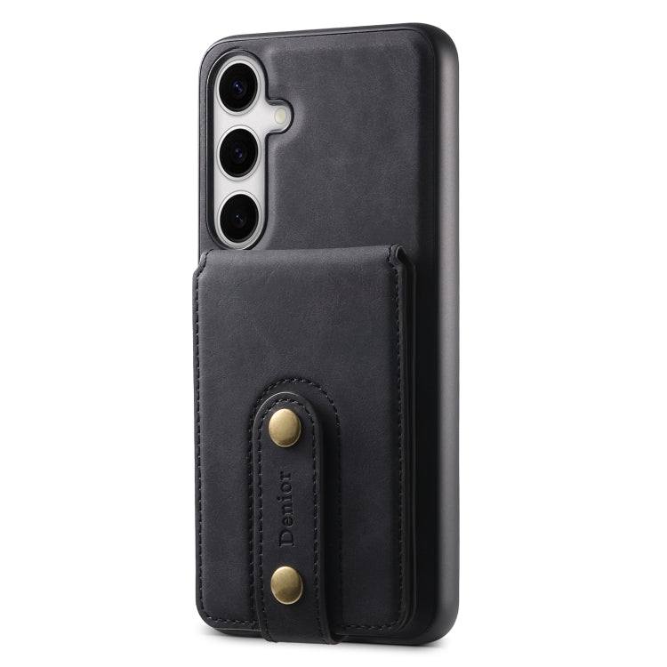 For Samsung Galaxy S24+ 5G Denior D14 NK Retro Pattern MagSafe Magnetic Card Holder Leather Phone Case(Black)
