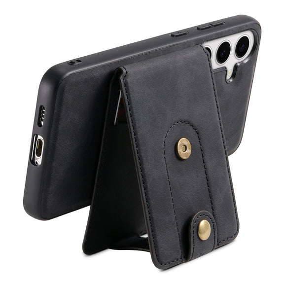 For Samsung Galaxy S24+ 5G Denior D14 NK Retro Pattern MagSafe Magnetic Card Holder Leather Phone Case(Black)