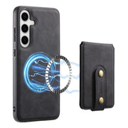 For Samsung Galaxy S24+ 5G Denior D14 NK Retro Pattern MagSafe Magnetic Card Holder Leather Phone Case(Black)