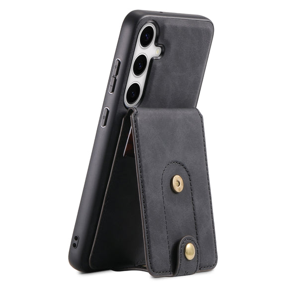 For Samsung Galaxy S24+ 5G Denior D14 NK Retro Pattern MagSafe Magnetic Card Holder Leather Phone Case(Black)