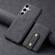 For Samsung Galaxy S24+ 5G Denior D14 NK Retro Pattern MagSafe Magnetic Card Holder Leather Phone Case(Black)